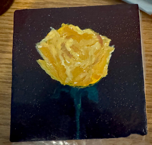 The Golden Solitaire — Original Acrylic on Canvas (5x5”)