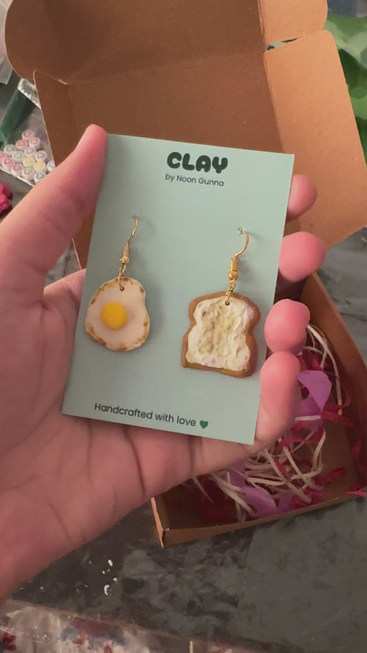 Fried Egg and Toast Earrings